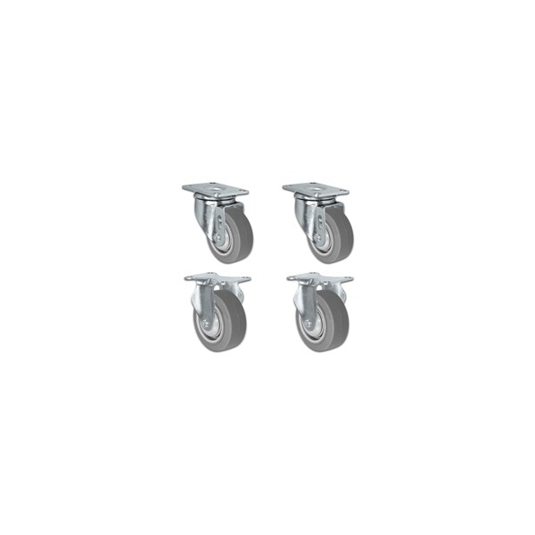 Casterhq 3"x1.25" Thermo Plastic Rubber Caster, 2 Swivel And 2 Rigid, PK4 21CS314FX35X-01-2S-2R - main